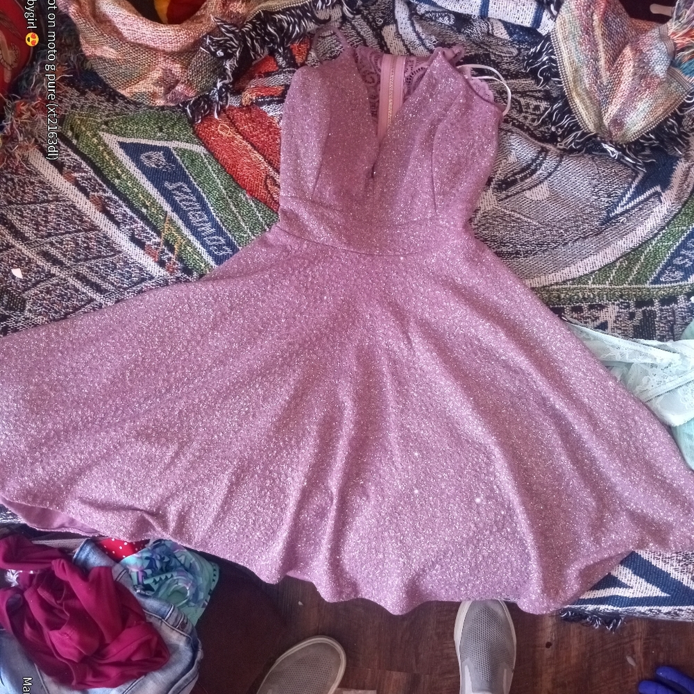 A purple sparkle is sexy dress